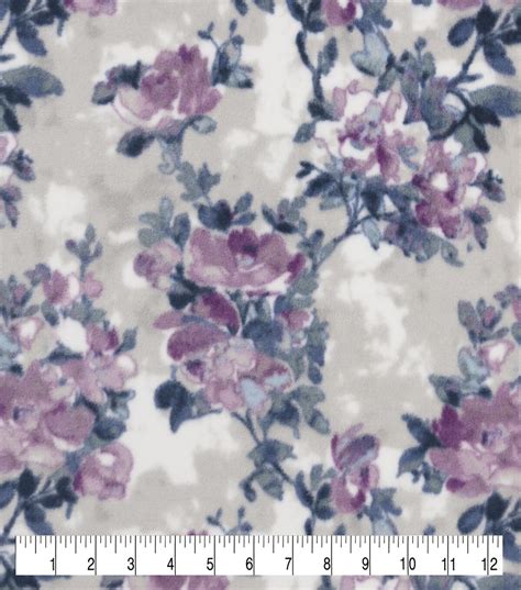 Luxe Fleece Fabric Purple Watercolor Floral Joann