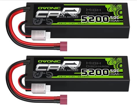 OVONIC Lipo 2S Batterie 7 4 V 50 C 5200 MAh Avec Fiche T Deans Style