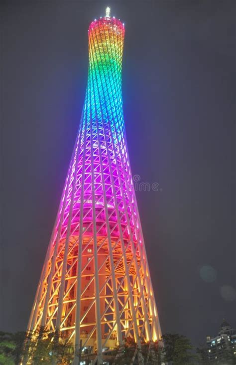 night view  canton guangzhou tower china editorial image image