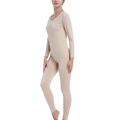 Womens 2pc Thermal Underwear Set Long John Seamless Top And Bottom M L Xl 2xl Ebay