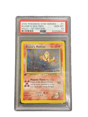 Pokemon Gym Heros Blaines Moltres Psa Holo St Edition Gem Mint