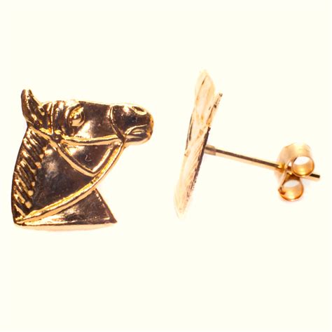 Horse head stud earrings in 9ct yellow gold | Arran View