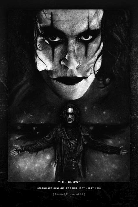 The Crow Brandon Lee Charcoal Pencil Drawing By Robert Lee Jordan