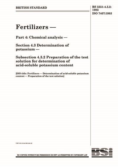 Bs Fertilizers Chemical Analysis Determination Of