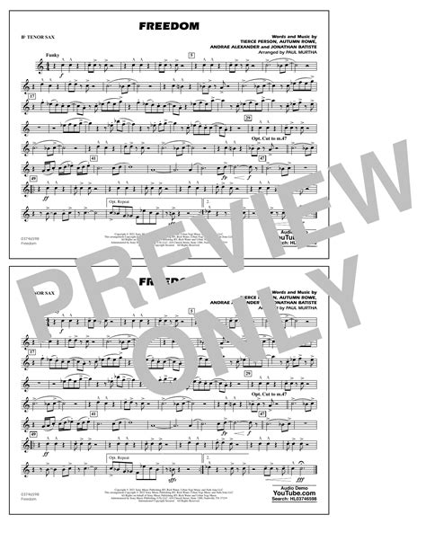 Freedom Arr Paul Murtha Bb Tenor Sax Sheet Music Jon Batiste