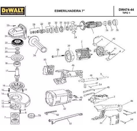 Vista Explodida Esmerilhadeira Dewalt Dw474 44 B2 Tipo 1 Parcelamento