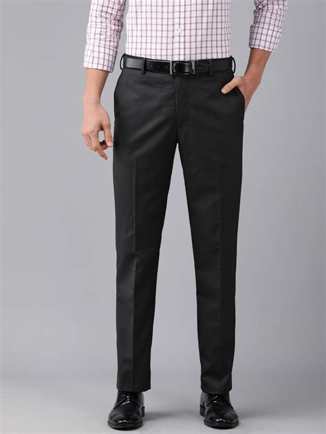 Buy Park Avenue Men Black Solid Mid Rise Formal Trousers Trousers For Men 17769490 Myntra