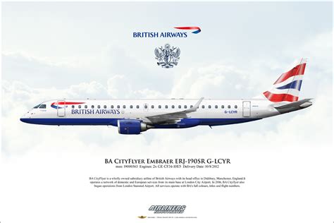 Airliners Illustrated BA CityFlyer Embraer ERJ 190SR G LCYR Art Print