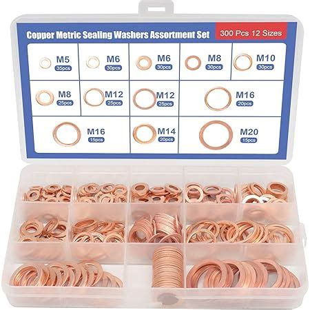 Cersaty 150pcs Rondelle Cuivre Joint Vidange Assortiment Kit M5 M6