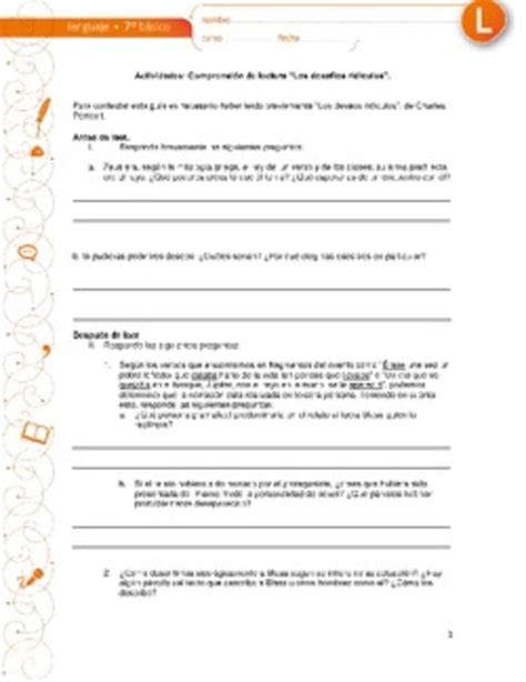 Comprensi N De Lectura Los Deseos Rid Culos Curriculum Nacional