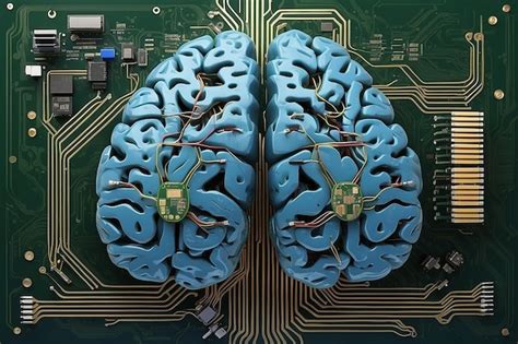 Premium Photo Human Brain And Circuit Board Stock Illustration