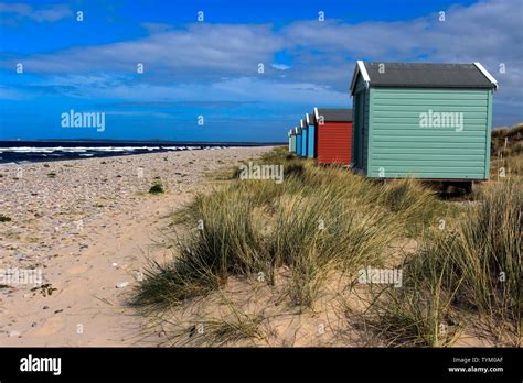 Colourful Beach Huts Findhorn Scotland UK Stock Photo Alamy