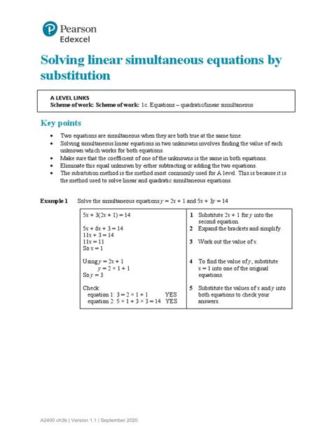 Solving Linear Simultaneous Equations Through Substitution A Guide To