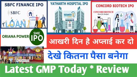 Concord Biotech Ipo Latest Gmp Sbfc Finance Ipo Latest Gmp Yatharth