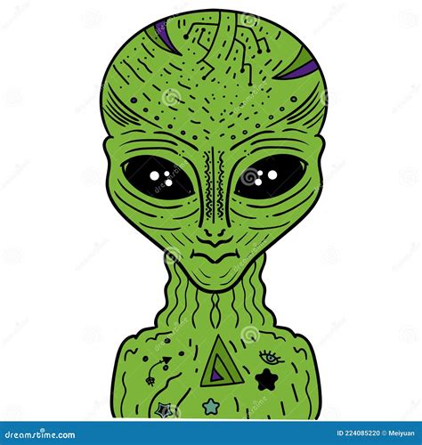 Alien Green Portrait Humanoid Vector Clip Art Illustration Stock Vector ...