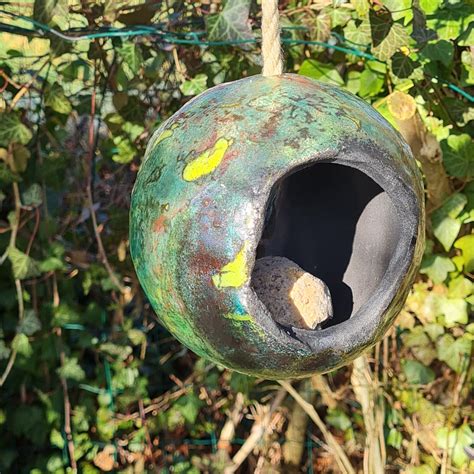 Mangeoire verte pour oiseaux raku la planète verte Céramique RAKU