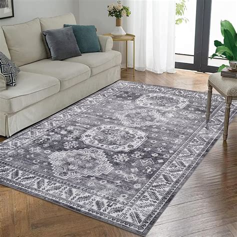 Glowsol X Gray Large Area Rug Vintage Persian Floral Rug Soft