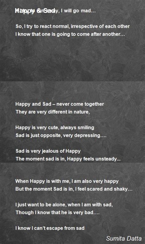 Happy & Sad Poem by Sumita Datta - Poem Hunter