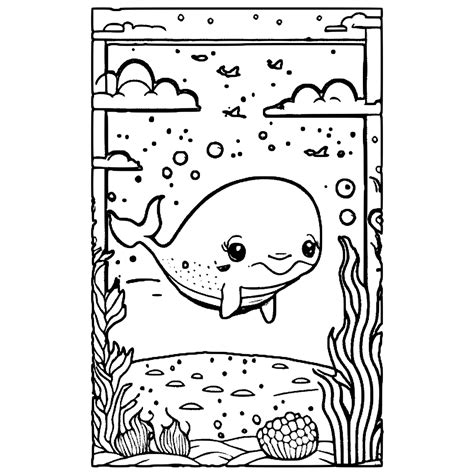 Cute Whale Coloring Page · Creative Fabrica