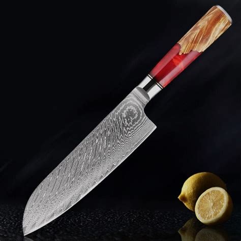 Couteau Santoku Lame Japonaise Lame Damas La Coutellerie Du Chef