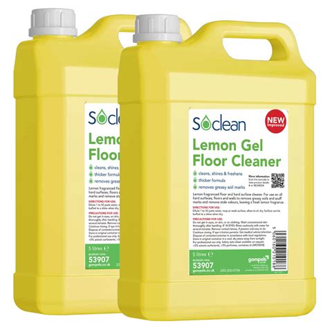 Soclean Lemon Floor Gel 5 Litre 2 Pack Gompels Care And Education