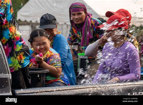 Nong Khai April Locals Celebrate The Songkran