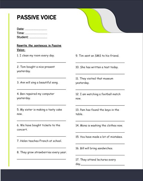 Active And Passive Worksheet Passive Active Grammar English