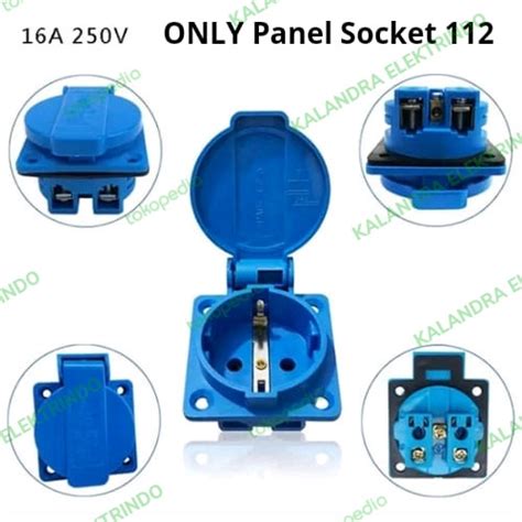 Jual Industrial Panel Socket 112 2Pole Stop Kontak 2P E 16A 250V CEE