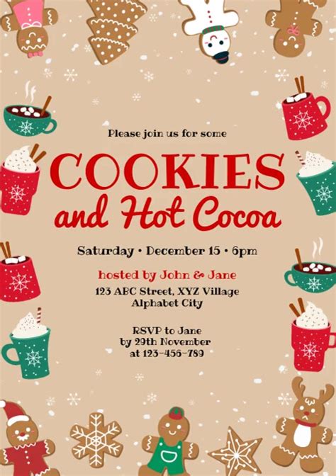 Christmas Cookies And Hot Cocoa Invitation Template Postermywall