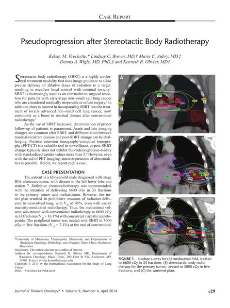 Pdf Pseudoprogression After Stereotactic Body Radiotherapy