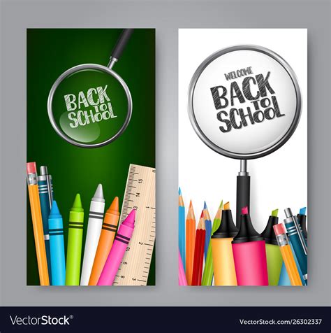 Back To School A Set Vertical Banners Royalty Free Vector