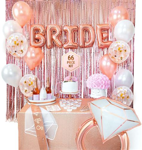 66 Piece Rose Gold Bachelorette Party Decorations Kit Fun Bridal Shower Decorations Pack Bride