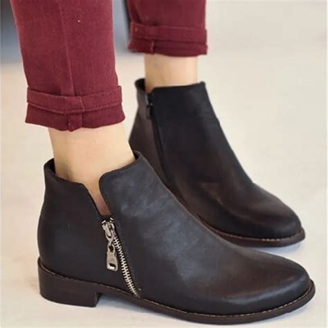 Hot Sale Vintage Pu Leather Rubber Brand Designer Ankle Boots Women