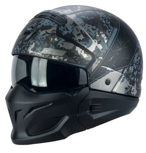 Casco Jet Scorpion EXO COMBAT OPEX Nero Opaco Argento