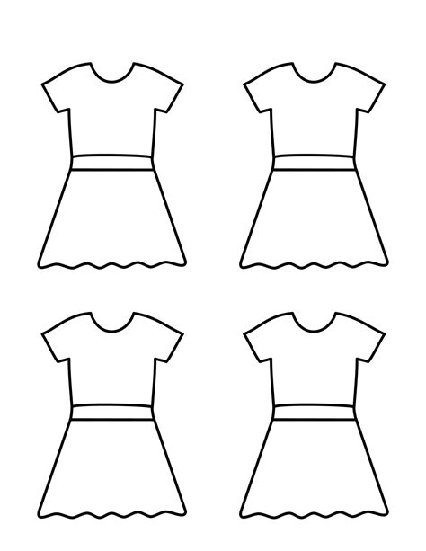 Dress Template Four Dresses Free Printable Planerium