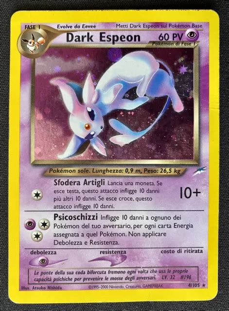 CARTA POKEMON DARK Espeon 2002 Neo Destiny 4 105 Holo Rare ITA EUR 60