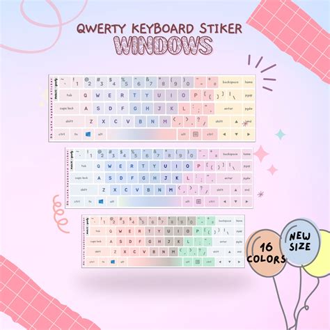 Jual Qwerty Keyboard Sticker For Windows Aesthetic Palette Color Vinyl