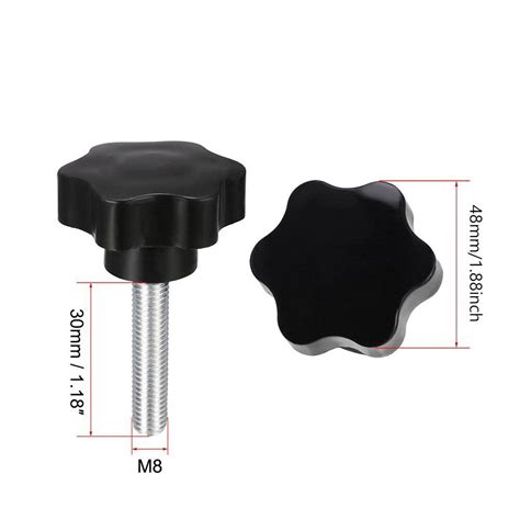 2pcs Black Hex Shaped Grips Star Knob M8 30mm Clamping Screw Knob