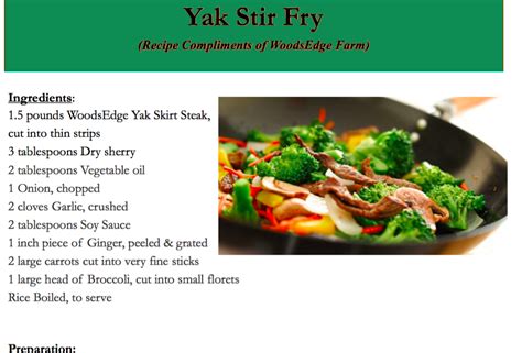 Yak Recipes — WoodsEdge Farm