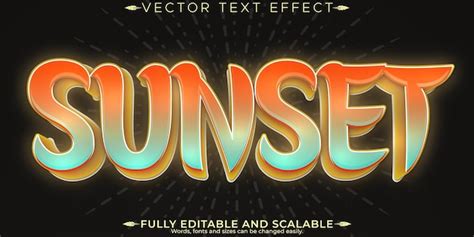 Free Vector Sunset Text Effect Editable Retro And Shiny Customizable