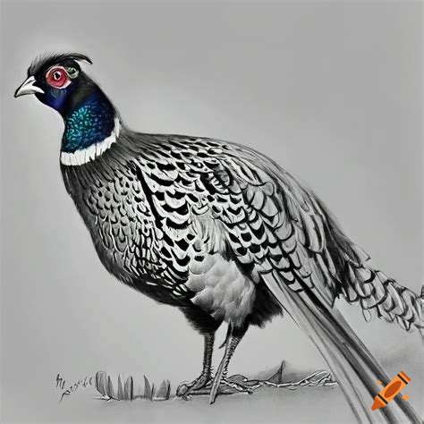 Pheasant Pencil Drawing On Craiyon