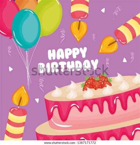 Happy Birthday Card Sweet Cake Candle Stock Vector Royalty Free