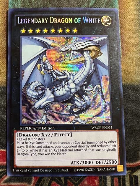 Yugioh Legendary Dragon Of White Wsup En051 Secret Rare 1st Edition Nm