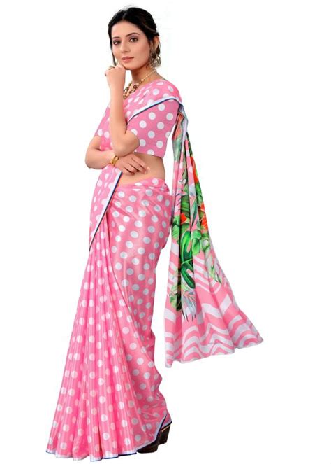 Laheja Women Pink Printed Poly Silk Single Saree Jiomart