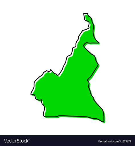 Simple Outline Map Of Cameroon Stylized Line Vector Image