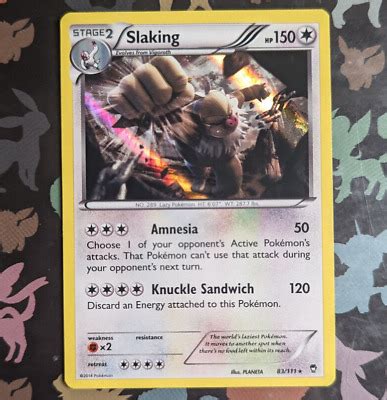 Slaking Holo Rare Xy Furious Fists Pokemon Card Near Mint