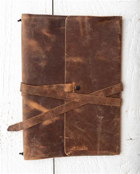 Sketchbook Distressed Leather Cover - Wrap Around - TAN - A6, A5, A4 ...