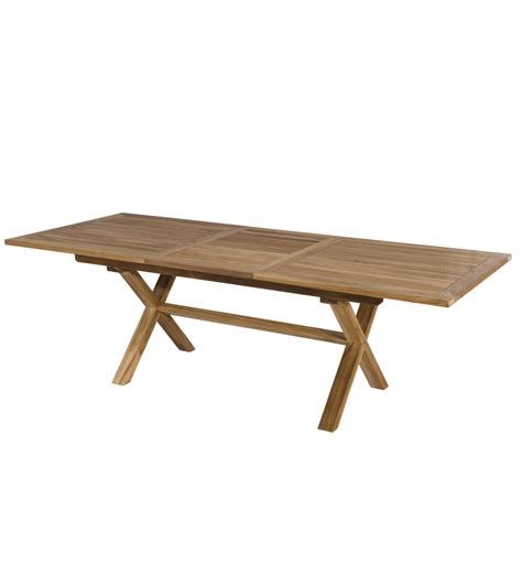 Mesa Rectangular Patas Cruzadas Extensible En Madera De Teca