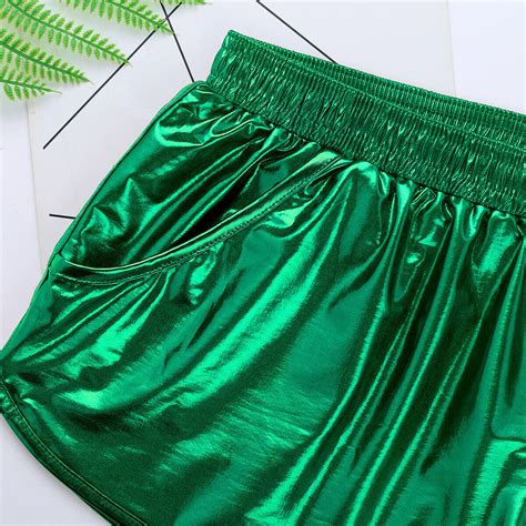 Men Shiny Metallic Boxer Briefs Booty Shorts Low Rise Trunks Lounge