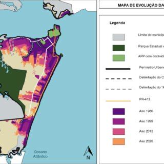 Mapa De Evolu O Da Mancha Urbana De Guaratuba No Per Odo De